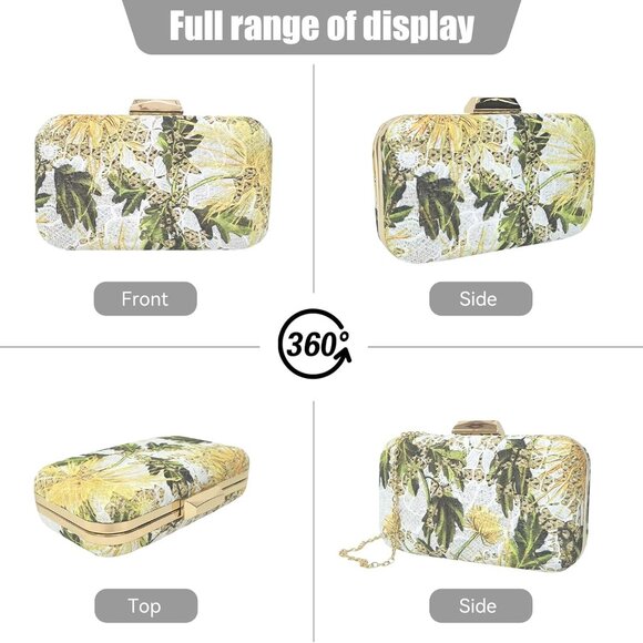 Women's Straw Clutch Purse Summer Beach Evening Bag Crossbody Lace Floral - Picture 5 of 7